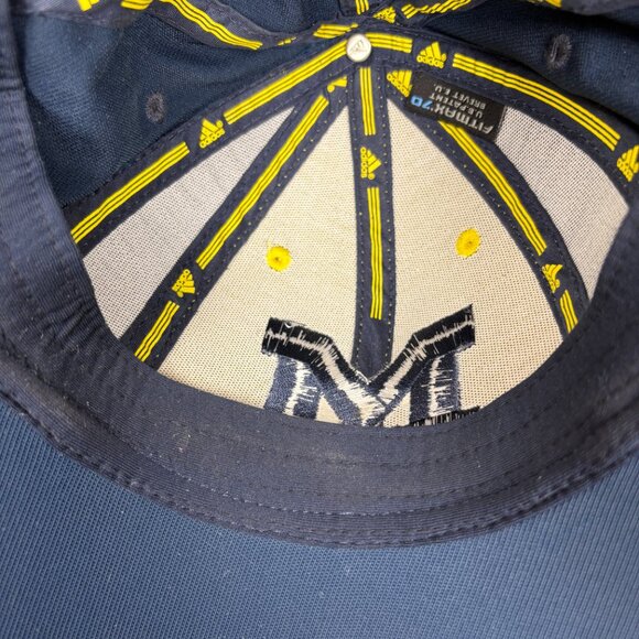 University of Michigan Adidas Cap Hat Blue Maize Stretch L/XL NCAA Football - Picture 8 of 10